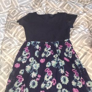 girls navy blue and flower printed sun dress